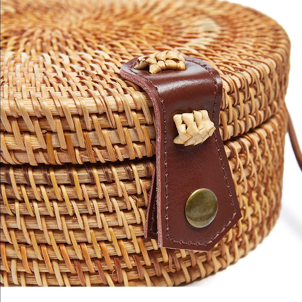 💕LAST  1 💕 Aquilina Bamboo Circle Rattan Bag - Picture 7 of 8